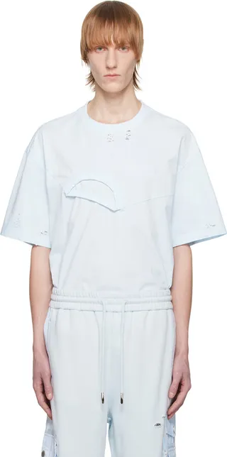 Feng Chen Wang Blue Distressed T-Shirt