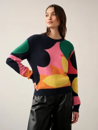 Cashmere Jackyblue Luxe Collage Crewneck