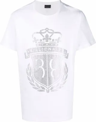 embellished crest cotton T-shirt