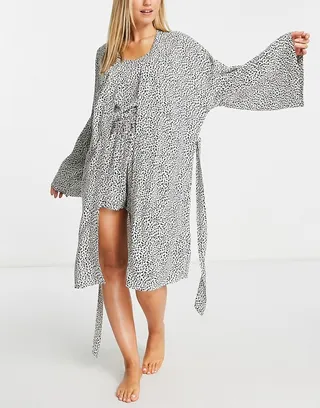 Topshop animal printed robe in multi