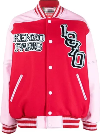 Colour-Block Logo-Patch Bomber Jacket