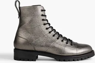 Cruz metallic pebbled-leather combat boots