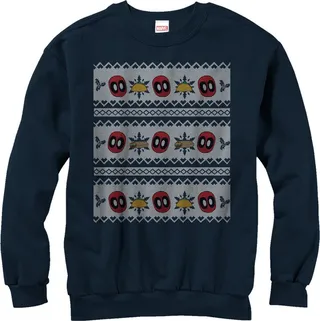 Men's Marvel Ugly Christmas Deadpool Taco Sweatshirt - Navy Blue - X Large