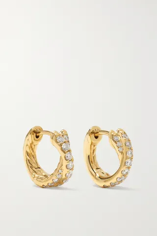 David Yurman - Crossover 18-karat Gold Diamond Hoop Earrings - One size