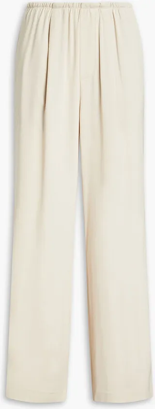 Pleated crepe wide-leg pants