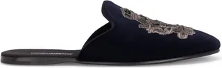 Dolce & Gabbana Velvet Embroidered Slippers