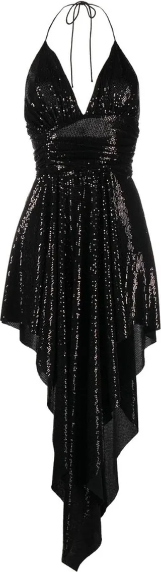 Black Sequin Halterneck Dress