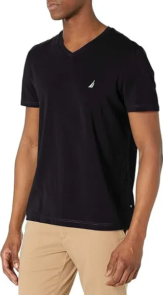 Nautica Men's J-Class Logo V-Neck T-Shirt (True Black) Men's T Shirt