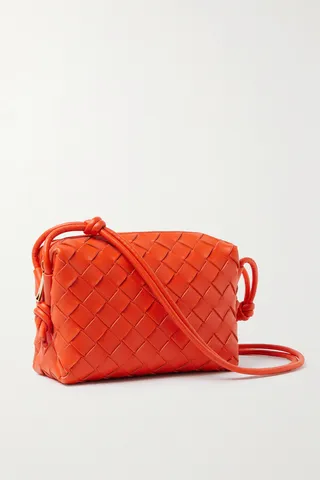 Bottega Veneta - Loop Mini Intrecciato Leather Shoulder Bag - Orange