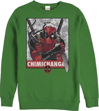 Men's Marvel Deadpool Chimichangas Poster Sweatshirt - Kelly Green - Medium