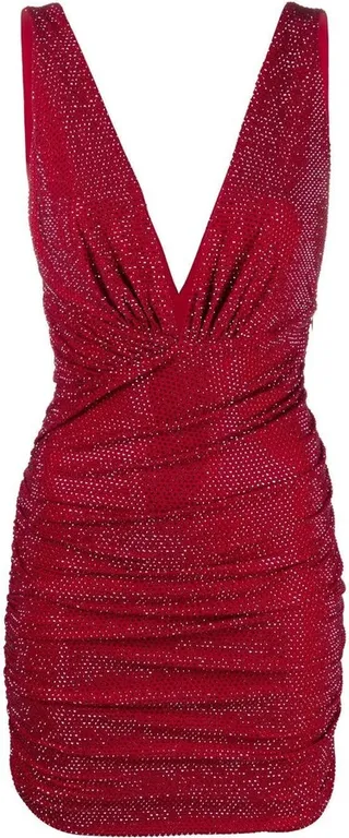 sequinned V-neck minidress