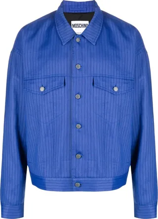 Stripe-Pattern Denim Jacket
