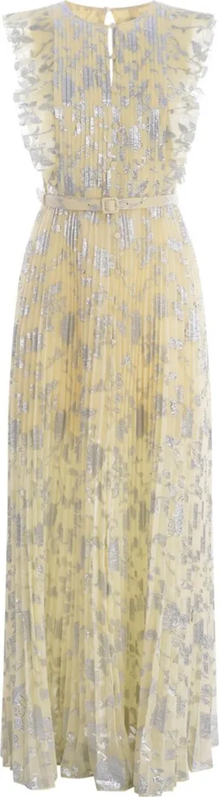 Long Dress Self-portrait In Metallic Jacquard