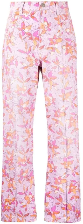 Floral-Print Straight-Leg Trousers