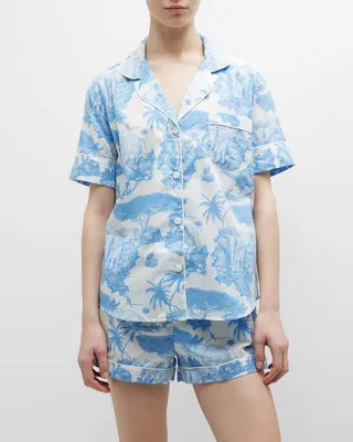 Safari-Print Cotton Pajama Set