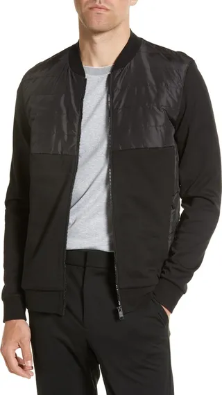 Mixed Media Ponte Bomber Jacket