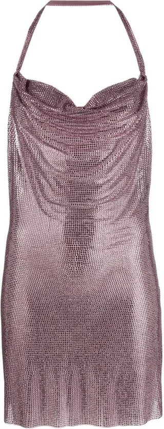 Crystal-Embellished Halterneck Mini Dress