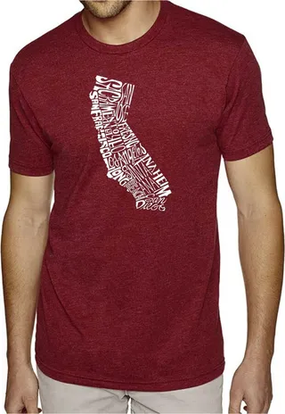 La Pop Art Men's Premium Word Art T-Shirt - California State