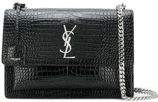 Sunset crocodile-embossed shoulder bag