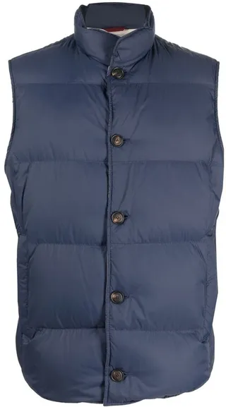 Button-Fastening Padded Gilet