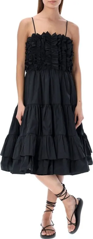 MSGM Flounced Sleeveless Midi Dress
