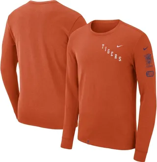 Men's Nike Orange Clemson Tigers Repeat Logo 2-Hit Long Sleeve T-Shirt