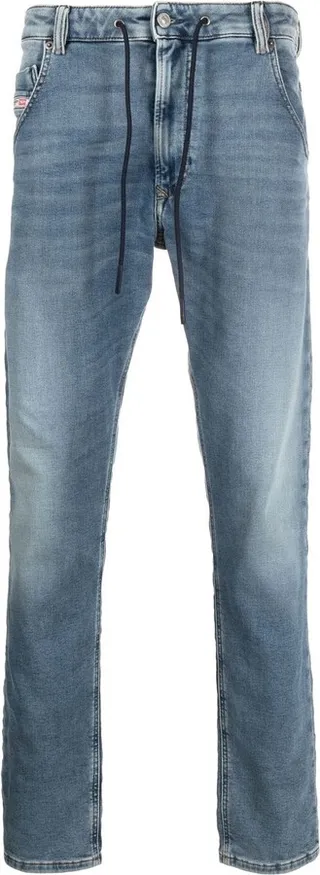 Drawstring Tapered-Leg Jeans