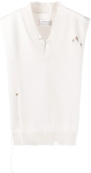 distressed V-neck stole