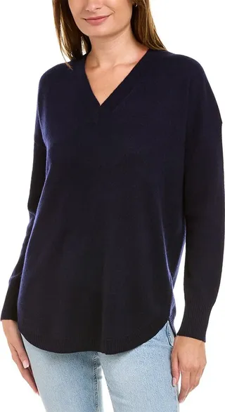 Incashmere V-Neck Cashmere Tunic Sweater