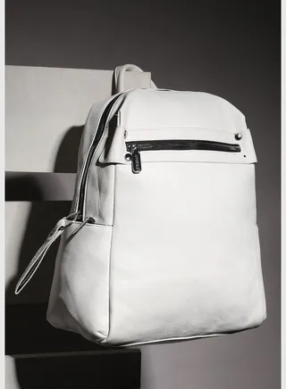Solid Zip Lock Regular Vegan Leather Backpack For Women