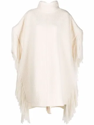 Oversize Fringe knitted cape
