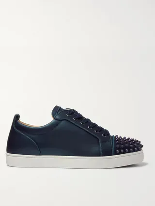 Louis Junior Spikes Cap-Toe Iridescent Leather Sneakers