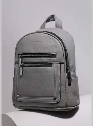 Solid Zip Lock Regular Vegan Leather Backpack For Women