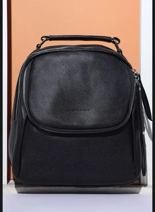 Solid Zip Lock Regular Vegan Leather Backpack For Women
