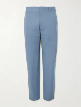 Straight-Leg Cotton and Linen-Blend Trousers