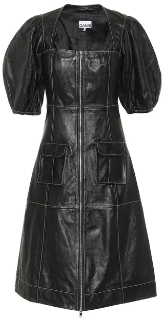 Leather midi dress