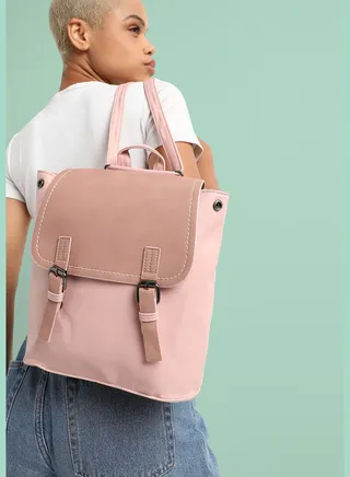 Solid Casual PU Leather Regular Backpack with Magnet Lock For Women