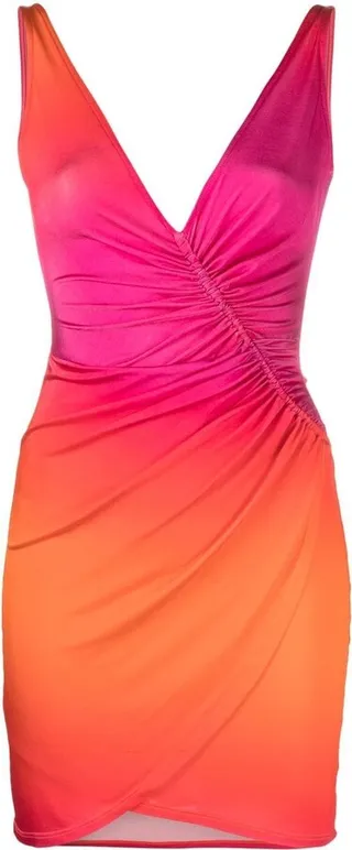 LOUISA BALLOU- V-neck Short Gradient Dress