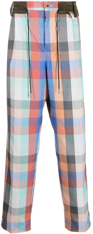 Checked Straight-Leg Trousers