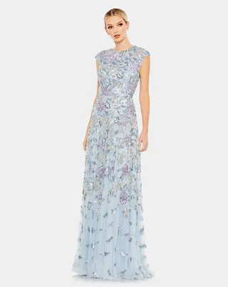 Sequined High Neck A Line Gown