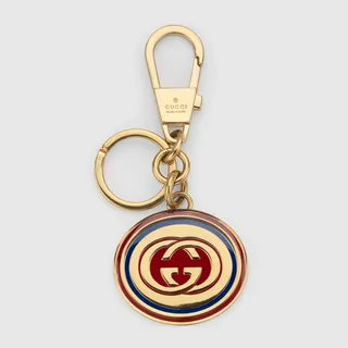 Enamel keychain with Interlocking G