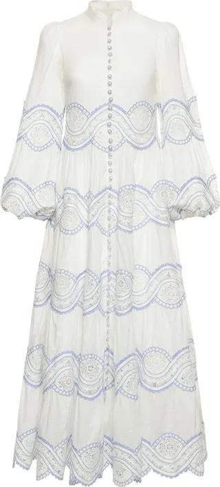 Cira tiered printed linen midi dress