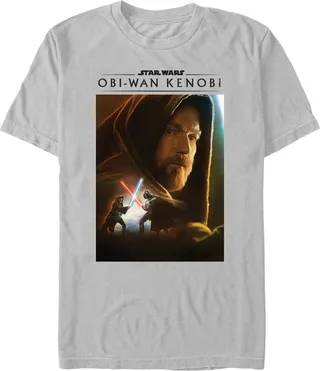 Men's Star Wars: Obi-Wan Kenobi Darth Vader vs Kenobi Artistic Lightsaber Duel T-Shirt - Silver - 2X Large