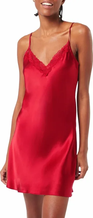 Milky Lace Trim Silk Chemise