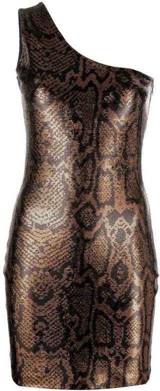 Snakeskin-Print Sequinned Mini Dress
