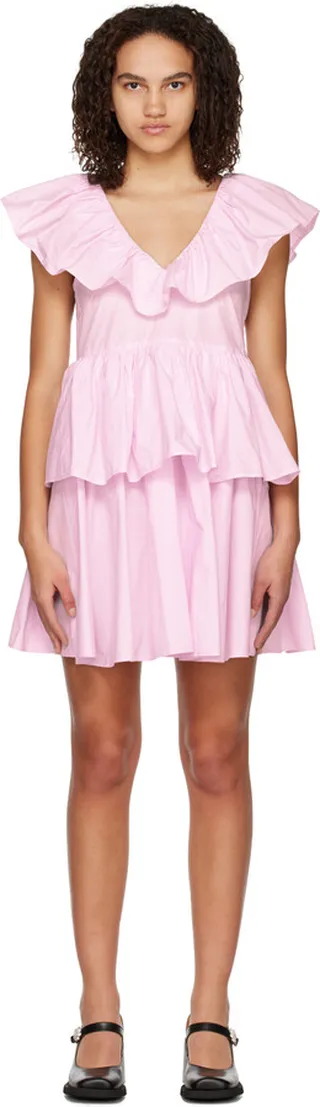 GANNI Pink Tiered Minidress