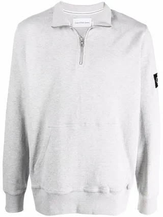 Quarter-Zip Logo-Patch Jumper