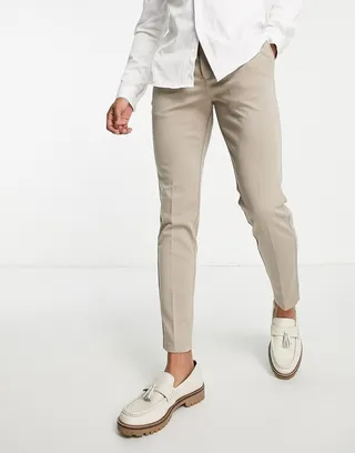 Jack & Jones Intelligence slim fit smart jersey pants in beige
