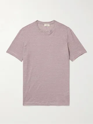 Lewis Striped Linen and Cotton-Blend T-Shirt