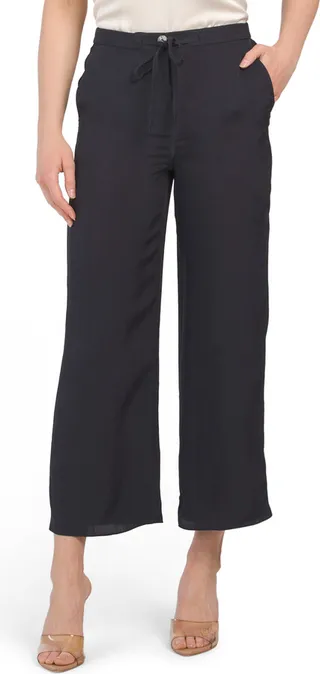 Wide Leg Cropped Washed Pants
